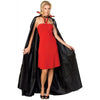 Long Black 60" Satin Cape Cloak w/ Foam Filled Collar Vampire Or Witch Costume-Cyberteez
