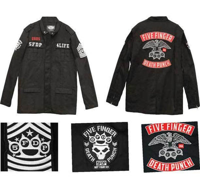 Five Finger Death Punch Eagle Knuckle Logo 5FDP For Life Military Jacket