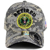 US Army Retired Hat ACU Digital Camo Yellow Border Seal w/ Flag Patch Side-Cyberteez