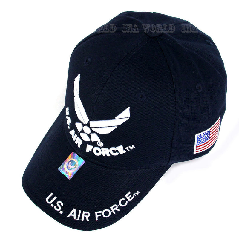 US Air Force Hat Wings Logo Navy Blue w/ Flag Patch Side - Cyberteez