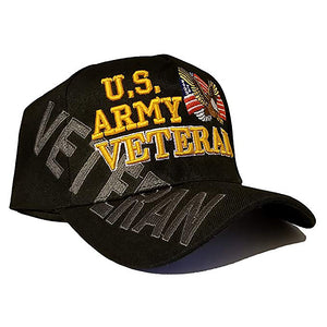 US Army Veteran Hat Black w/ Flag Eagle Logo-Cyberteez