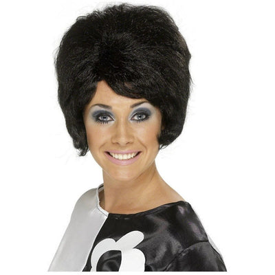 60's Beehive Bouffant Women's Black Wig Costume Accessory