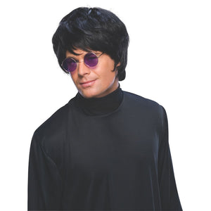 Pop Star Wig Men's Black Shag Mod Beatles Mop 60s 70s Costume Accessory-Cyberteez