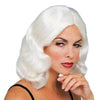 Flowing Wig White Hollywood Starlet Deluxe Mid Length Washable Costume Wig-Cyberteez