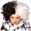 Cruella De Vil Deville Ms Spot 101 Dalmations Women's 2- Tone Costume Wig-Cyberteez