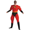 Incredibles Mr Incredible Costume Men's Deluxe Muscle Chest Jumpsuit-Cyberteez
