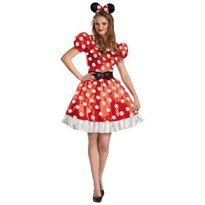 Minnie Mouse Costume Women's Red Dress Classic Outfit-Cyberteez