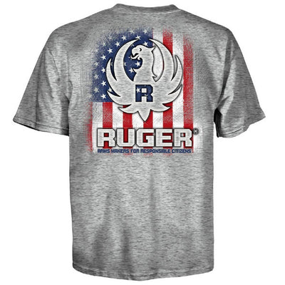 Ruger American Flag GRAY Eagle Logo T-Shirt