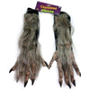 Werewolf Costume Gloves Brown Claws Long Hairy Fur Monster Hands-Cyberteez