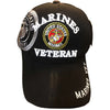 US Marines Veteran Hat USMC w/ Gray Seal Shadow Black Adjustable Cap-Cyberteez