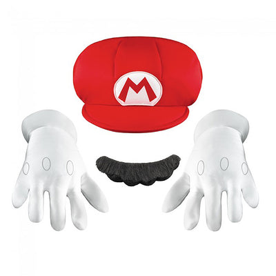 Mario Gloves Hat And Mustache Child Kids Size Costume Accessory Kit