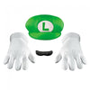 Luigi Gloves Hat And Mustache Adult Size Costume Accessory Kit-Cyberteez