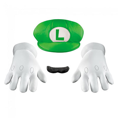 Luigi Gloves Hat And Mustache Adult Size Costume Accessory Kit