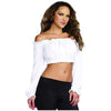 Bohemian Peasant Pirate Wench Gypsy Women's Cropped Off Shoulder Costume Top-Cyberteez