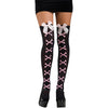 Skull & Crossbones Women's Thigh High Leggings Stockings w/ Bow (Black/Pink)-Cyberteez