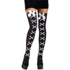 Skull & Crossbones Women's Thigh High Leggings Stockings w/ Bow (Black/White)-Cyberteez