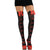 Skull & Crossbones Women's Thigh High Leggings Stockings w/ Bow (Black/Red)