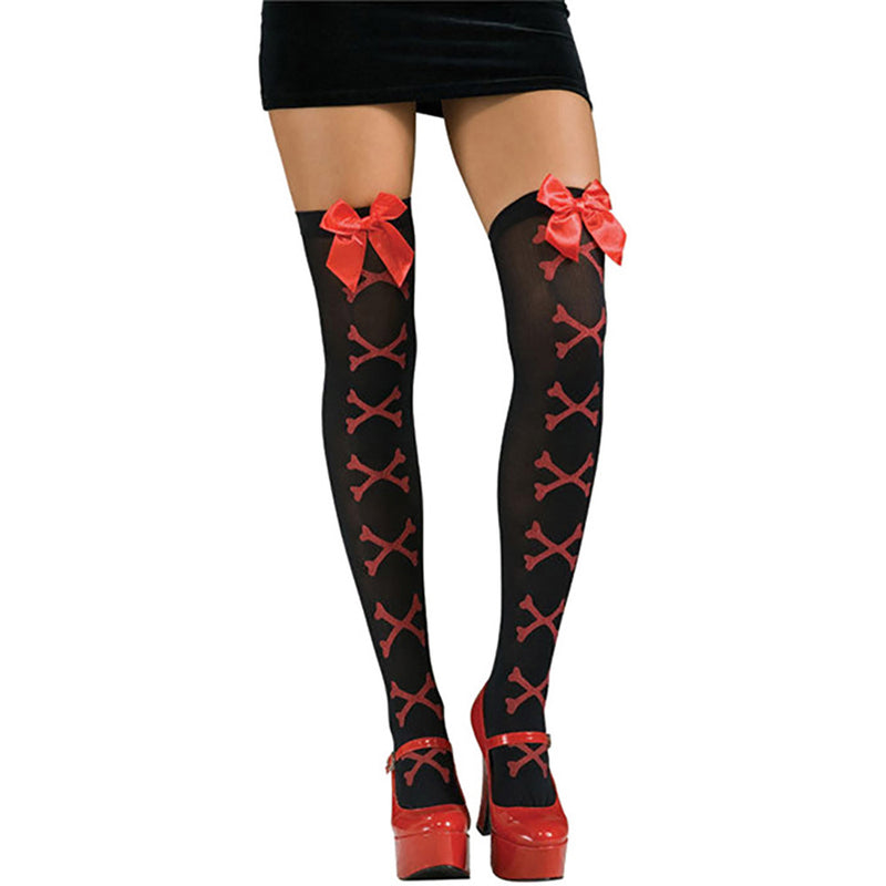 Black Skull & Crossbones Fishnet Tights