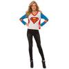 Supergirl Logo LONGSLEEVE w/ Cape V-Neck Womens Girls T-Shirt-Cyberteez