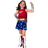 Wonder Woman Costume Dress Girls Deluxe w/ Cape Classic Child Kids Outfit-Cyberteez