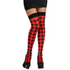 Harley Quinn Harlequin Diamonds RED/BLK Thigh High Leggings Stockings-Cyberteez