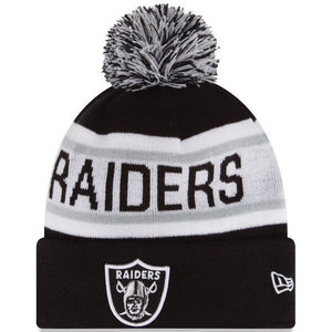 Oakland Raiders NFL New Era Biggest Fan Redux Pom Beanie Knit Hat-Cyberteez