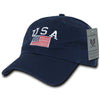 RapDom USA American Flag Polo Style Navy Relaxed Fit Adjustable Baseball Cap-Cyberteez