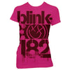 Blink 182 Smiley Face Logo 3 Bars Women's Girls PINK T-Shirt-Cyberteez