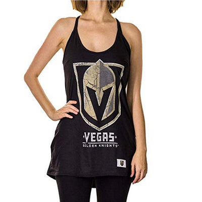 Vegas Golden Knights Women's NHL Tank Top Distressed Long Open Back