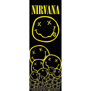 Nirvana Smiley Logo DOOR Tapestry Cloth Poster Flag Wall Banner 21" x 58"-Cyberteez