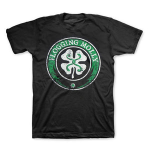 Flogging Molly Classic Shamrock Circle Distressed Logo T-Shirt-Cyberteez