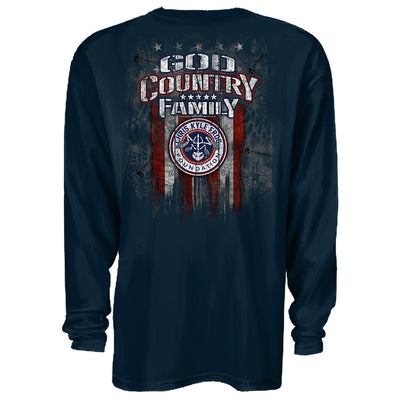 Chris Kyle Frog Foundation God Country Family Navy LONGSLEEVE American Sniper T-Shirt