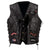 Biker Vest Lace-Up Buffalo Leather Motorcycle USA Flag Eagle w/ 14 Patches