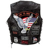 Biker Vest Lace-Up Buffalo Leather Motorcycle USA Flag Eagle w/ 14 Patches-Cyberteez