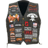 Biker Vest Lace-Up Buffalo Leather Motorcycle USA Flag Eagle w/ 42 Patches-Cyberteez
