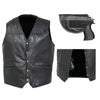 Biker Vest Concealed Carry Genuine Leather Motorcycle CCW w/ Gun Holster-Cyberteez