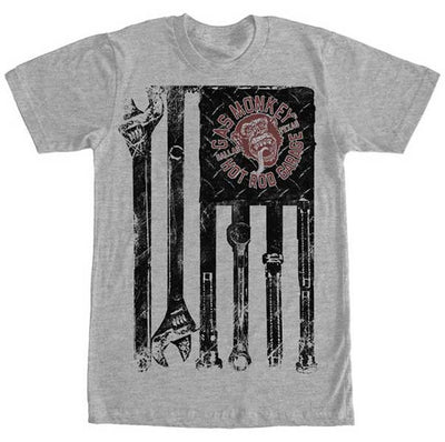 Gas Monkey Garage Tools & Stripes USA Flag Wrenches GRAY Fast N Loud T-Shirt