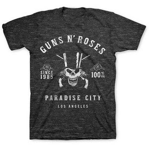 Guns N Roses Paradise City Skull Charcoal Gray T-Shirt-Cyberteez