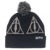 Harry Potter Deathly Hallows Logo Fold Cuff Beanie Adult Knit Hat Cap-Cyberteez