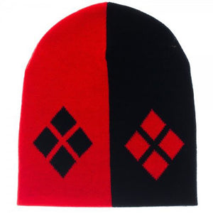 Harley Quinn Diamonds Slouch Fold Cuff Beanie Adult Knit Cap Hat-Cyberteez