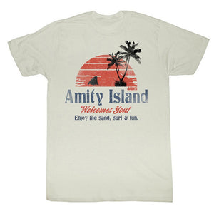Jaws Amity Island Welcomes You Surf And Sand T-Shirt-Cyberteez