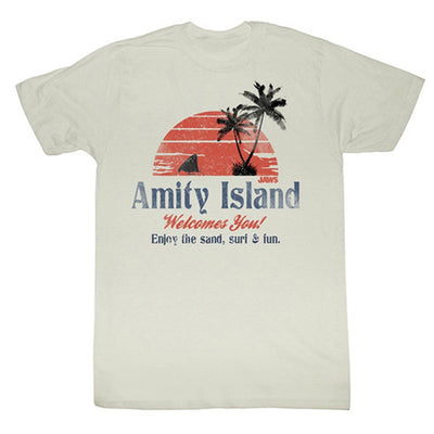 Jaws Amity Island Welcomes You Surf And Sand T-Shirt