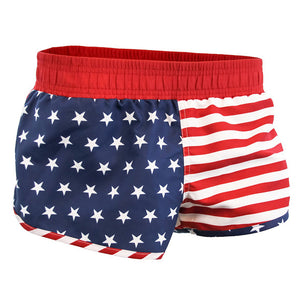 USA American Flag Women's Running Shorts Beach Trunks-Cyberteez