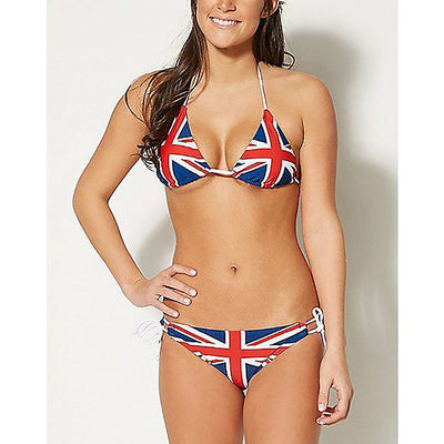 British Flag Women's Bikini Two Piece String Swimsuit UK Great Britain England