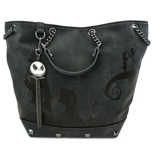 Loungefly Disney Nightmare Before Christmas Halloween Town Bucket Charm Bag-Cyberteez