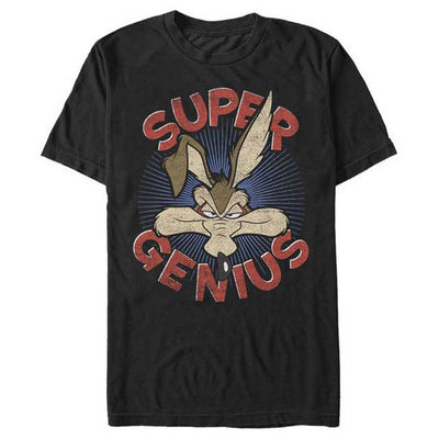 LOONEY TUNES Wiley E Coyote Super Genius BLACK Roadrunner T-Shirt