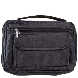 Bible Cover Black Italian Stone Genuine Leather Protective Holy Book Tote Carry Case Bag-Cyberteez