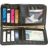 Wallet Womens Snap Flap ID Credit Card Case Holder Tri-Fold Black Genuine Leather-Cyberteez