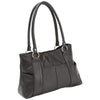Purse Shoulder Strap Handbag Black Solid Leather Bag Tote Satchel w/ Phone Pocket-Cyberteez