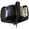 Wallet Accordian Zip Around Black Genuine Leather ID Credit Card Case Holder-Cyberteez